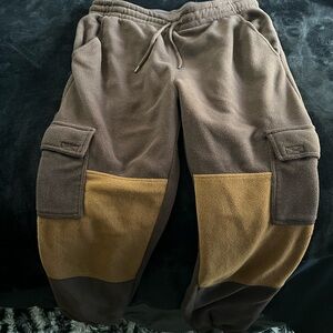 Brown and Tan Cargo Joggers